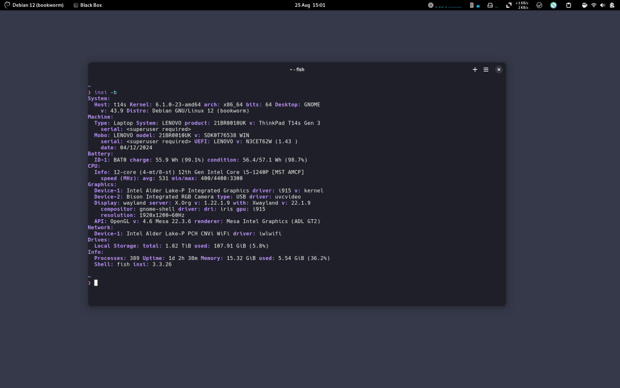 Screenshot of my Debian Bookworm desktop